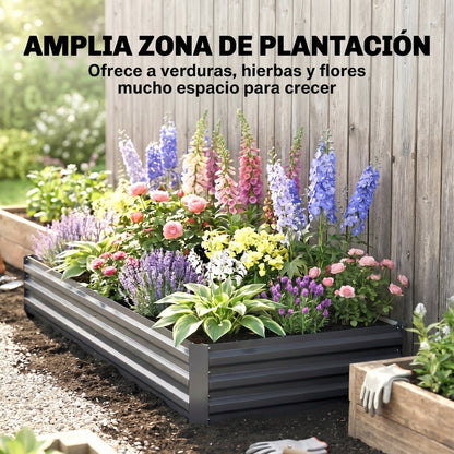 Outsunny Jardinera Exterior Grande Rectangular De Acero Galvanizado_3