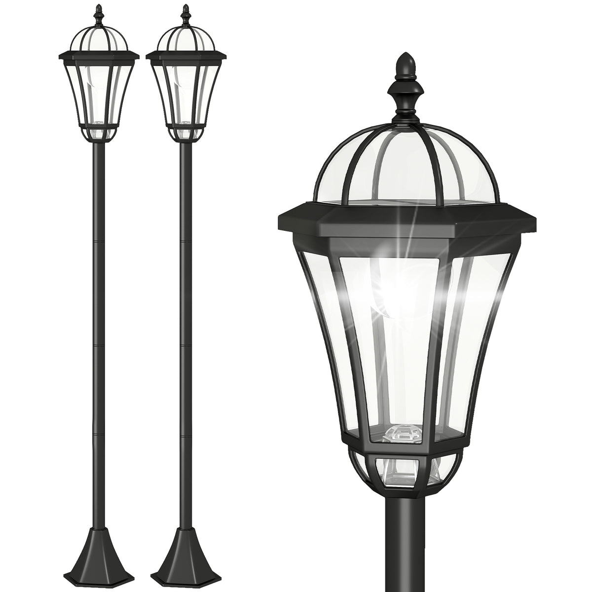Faroles De Jardín Outsunny Abs Negro 18,5x18,5x129 Cm_0