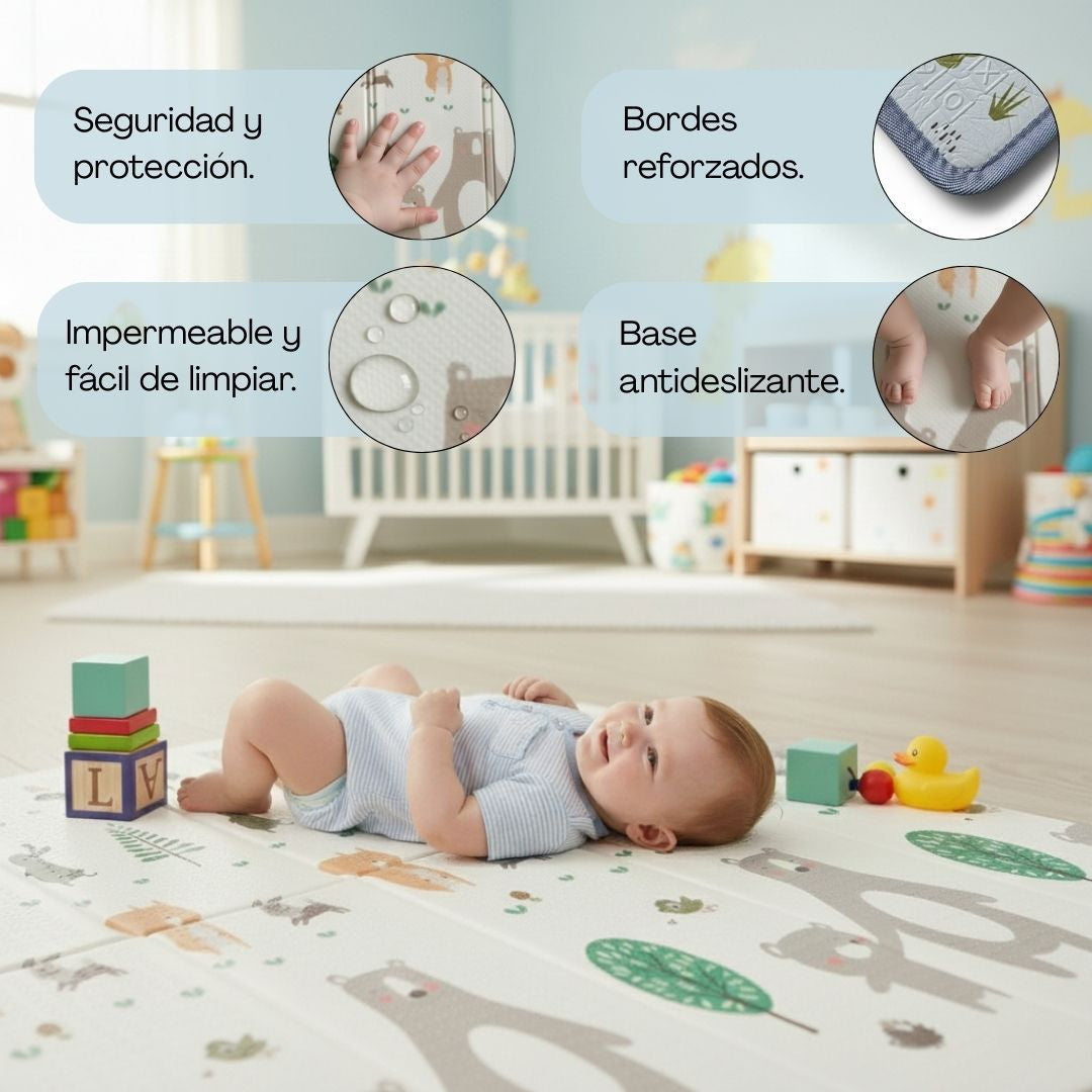 Alfombra Plegable Para Bebé 200 × 180 Cm, Reversible Animales/invierno Bathby_4