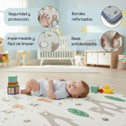 Alfombra Plegable Para Bebé 200 × 180 Cm, Reversible Animales/invierno Bathby_4