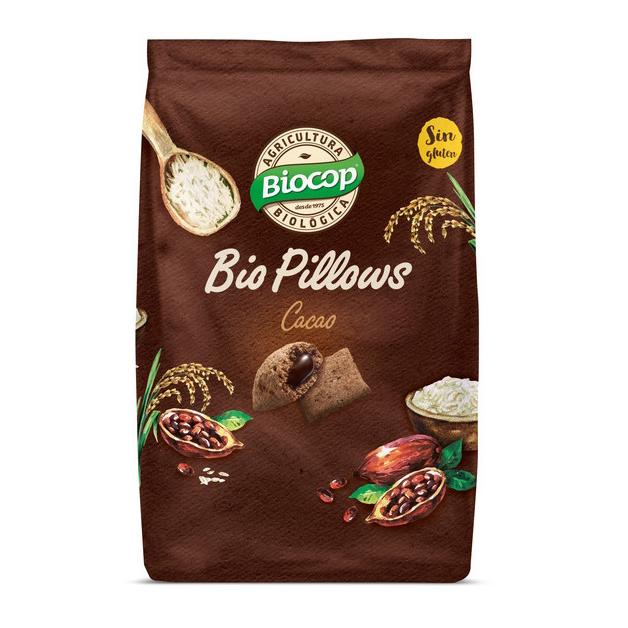 Biopillows Cereales rellenos de Chocolate Negro sin gluten Biocop 300 g