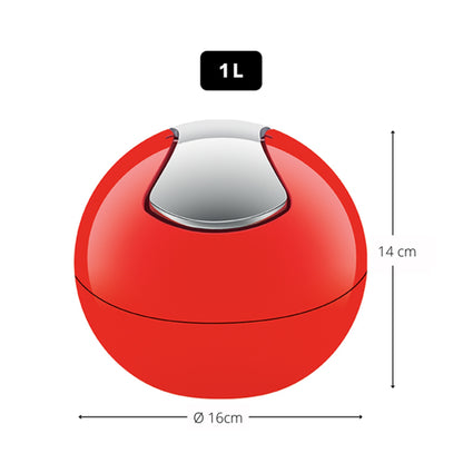 Spirella Colección Bowl, Papelera Ø16 X 14 Cm (1 Litro), Poliestirol, Rojo_1