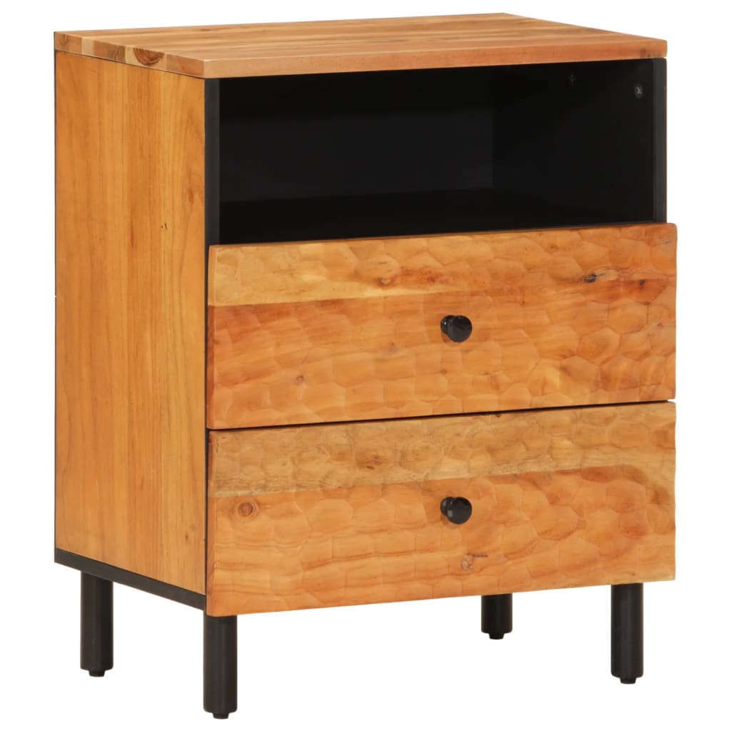 Mesita De Noche Madera Maciza De Acacia 50x33x60 Cm_0