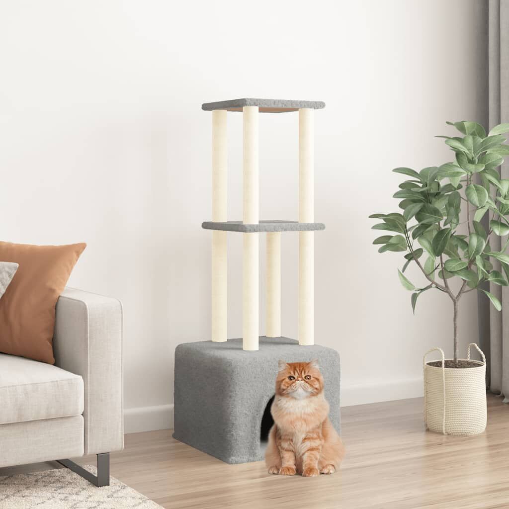 Vidaxl Rascador Para Gatos Con Postes De Sisal Gris Claro 133,5 Cm_1