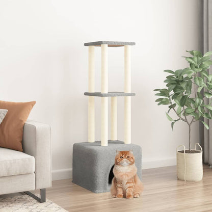Vidaxl Rascador Para Gatos Con Postes De Sisal Gris Claro 133,5 Cm_1