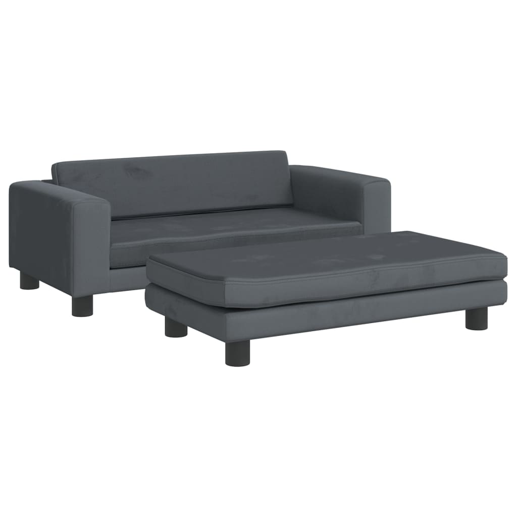 Cama De Perros Con Extensión Terciopelo Gris Oscuro 100x50x30cm / Vetonek_0