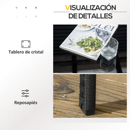 Outsunny Conjunto De Jardín De Ratán Sintético De 4 Piezas Negro Y Crema_5
