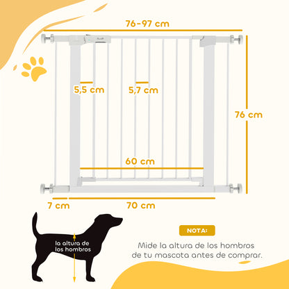 Pawhut Barrera De Seguridad Perros Escaleras Puertas 76-97 Cm Con 2 Extensiones_2