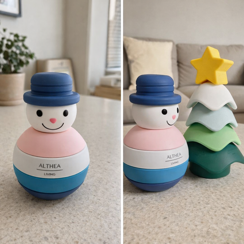 Juguete Apilable Educativo De Silicona Para Bebé · Set Sensorial · Diseño Navideño Althea Living Multicolor_3