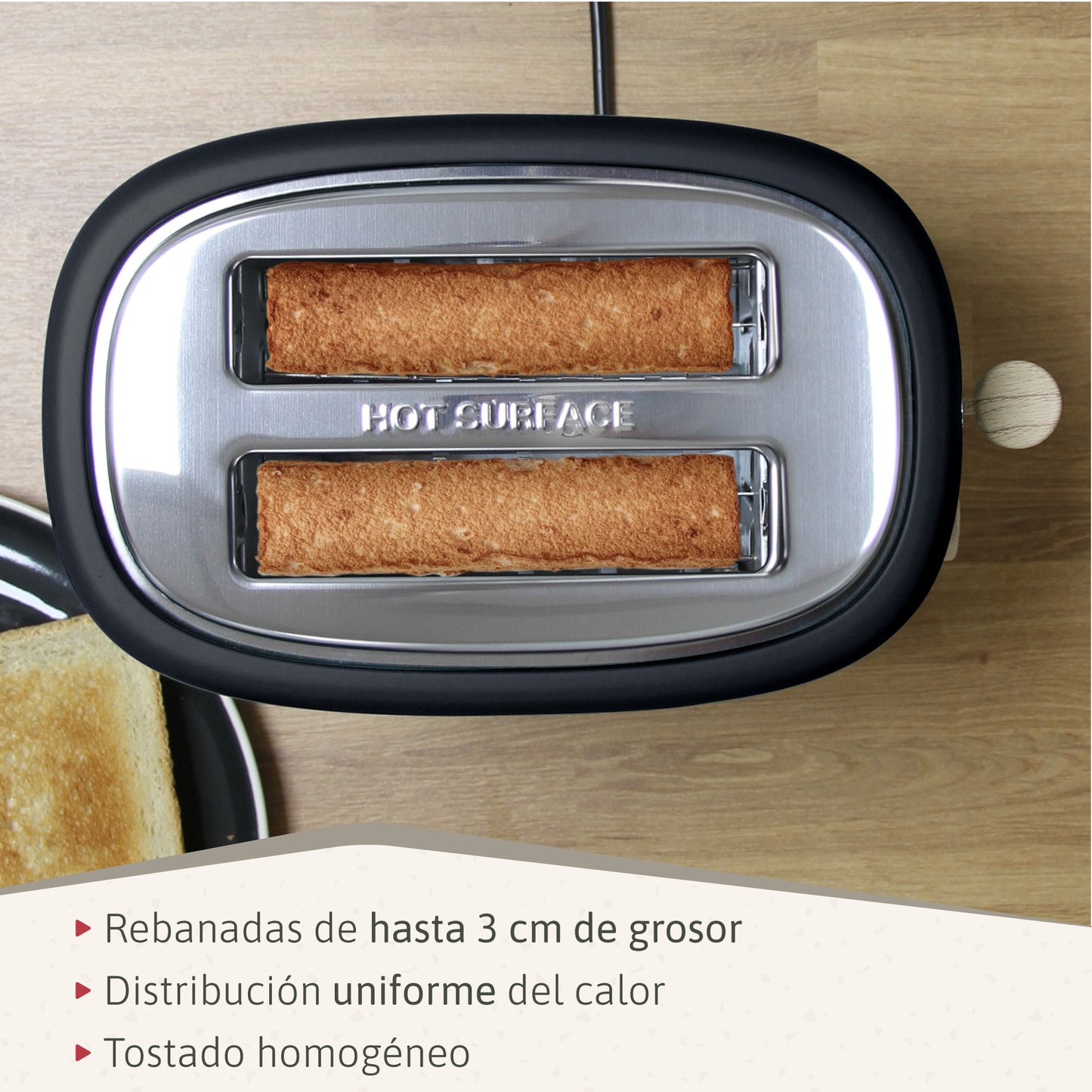 Briebe Nordic Tostadora Pan Ranura Ancha, Tostador 2 Rebanadas, 6 Niveles Tostado, Calientapanecillos, Ta1166blk, Negro_3