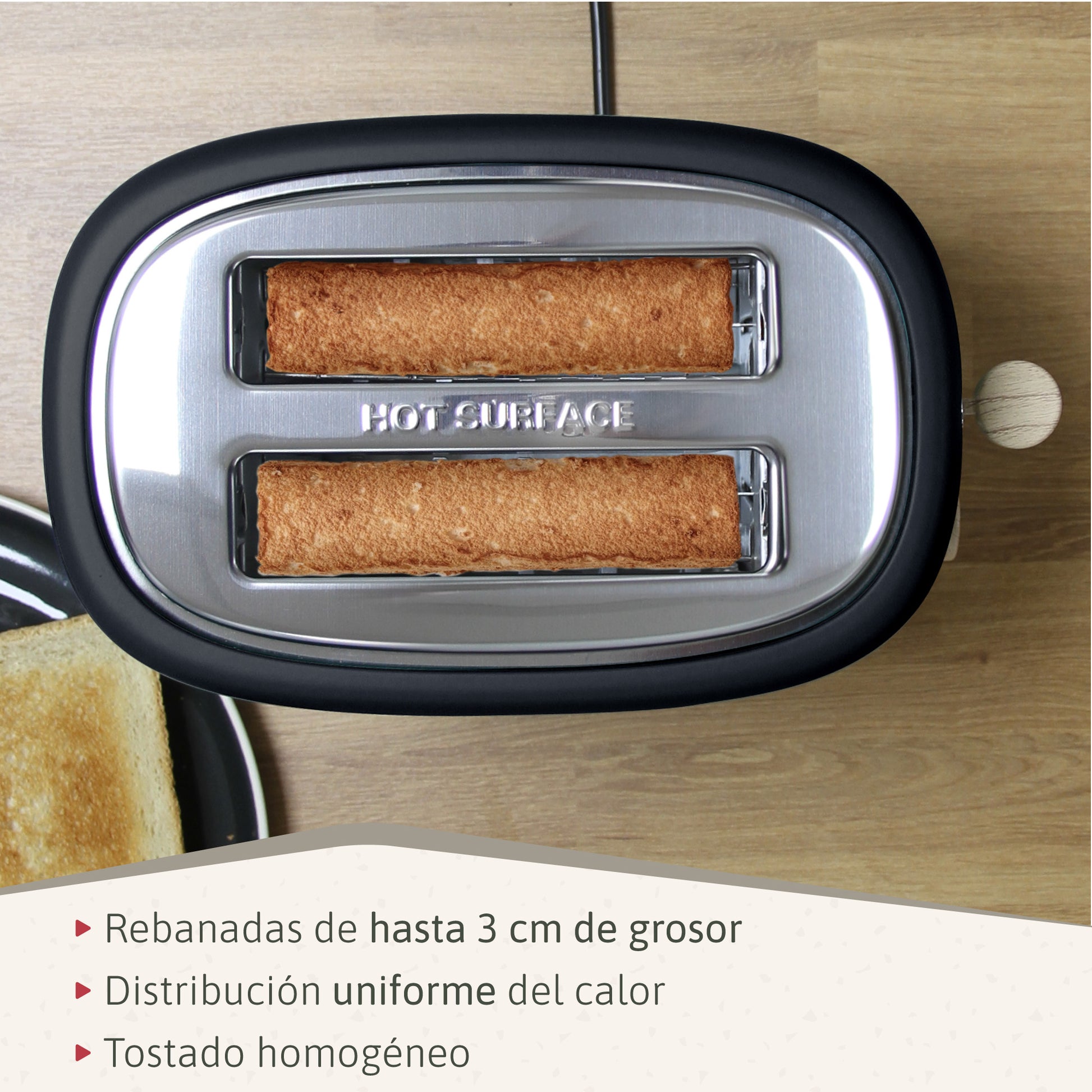 Briebe Nordic Tostadora Pan Ranura Ancha, Tostador 2 Rebanadas, 6 Niveles Tostado, Calientapanecillos, Ta1166blk, Negro_3