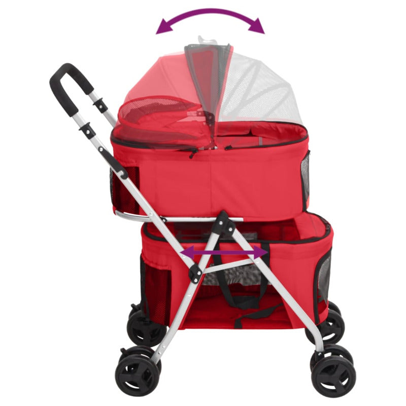Vidaxl Cochecito Doble De Perros Plegable Tela Oxford Rojo 83x48x97 Cm_5
