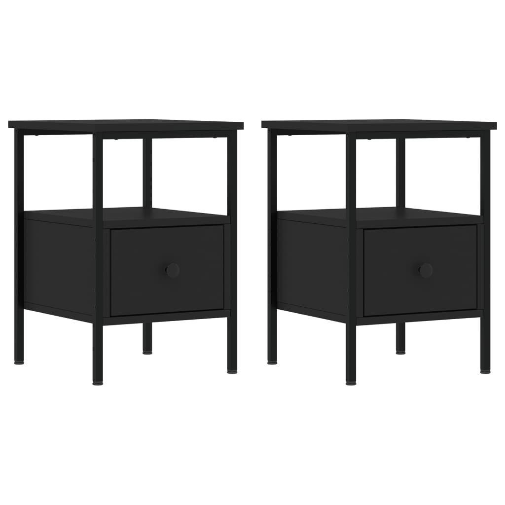 Mesitas De Noche 2 Uds Madera De Ingeniería Negro 34x36x50 Cm_0
