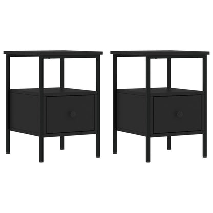 Mesitas De Noche 2 Uds Madera De Ingeniería Negro 34x36x50 Cm_0