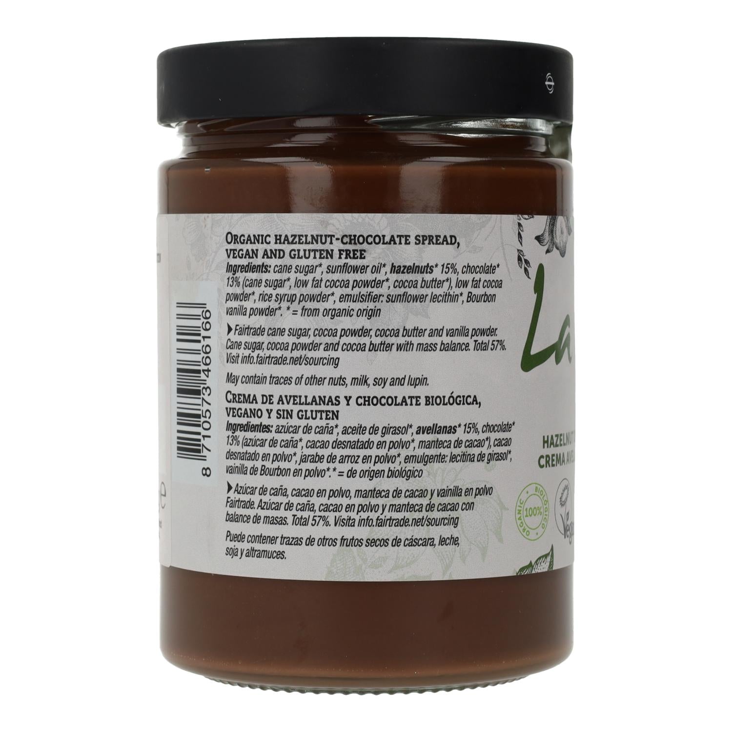 Crema Chocolate y Avellana Vegana Sin Gluten La Vida Vegan 600 g