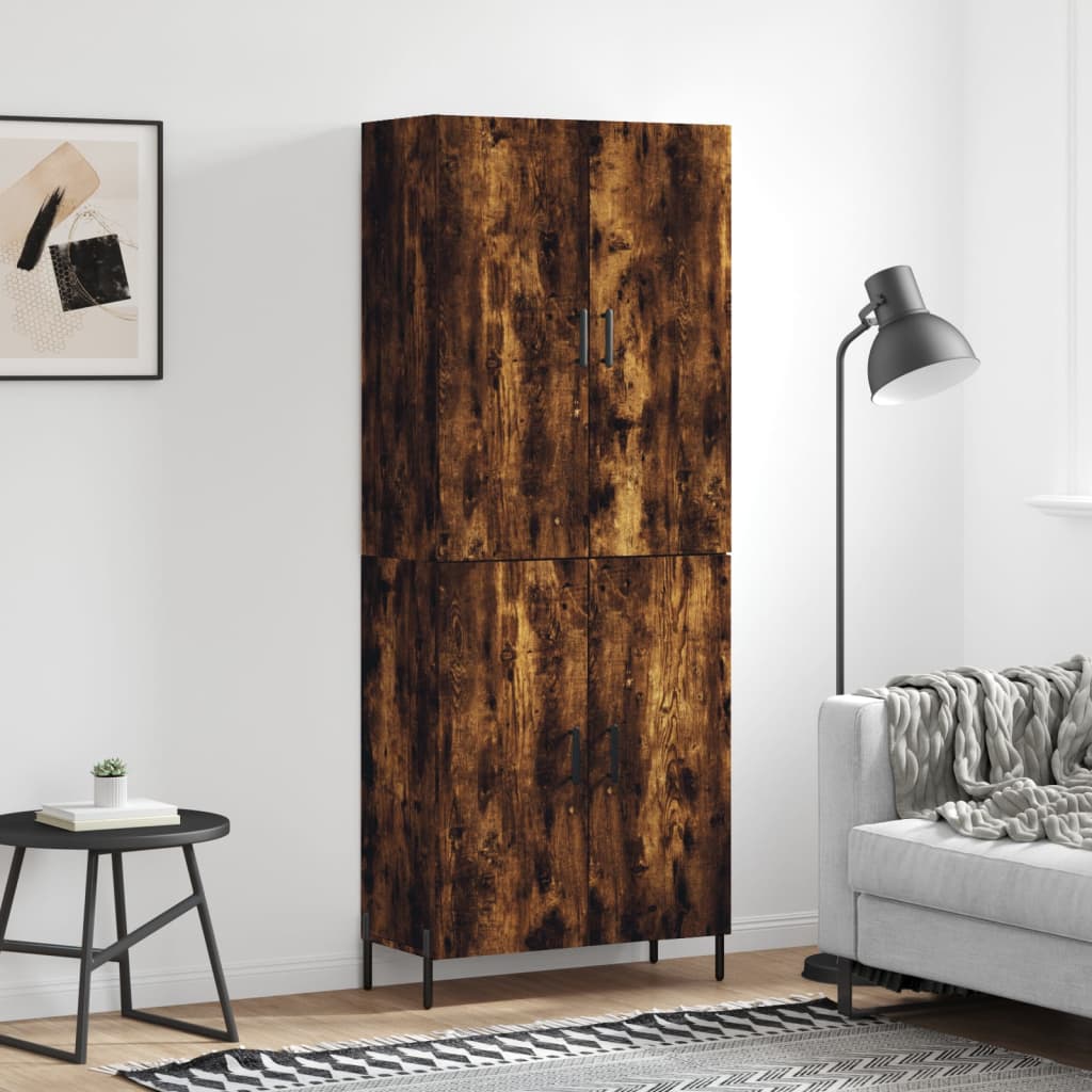 Aparador Alto Madera Contrachapada Roble Ahumado 69,5x34x180 Cm_0
