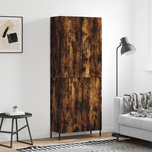 Aparador Alto Madera Contrachapada Roble Ahumado 69,5x34x180 Cm_0