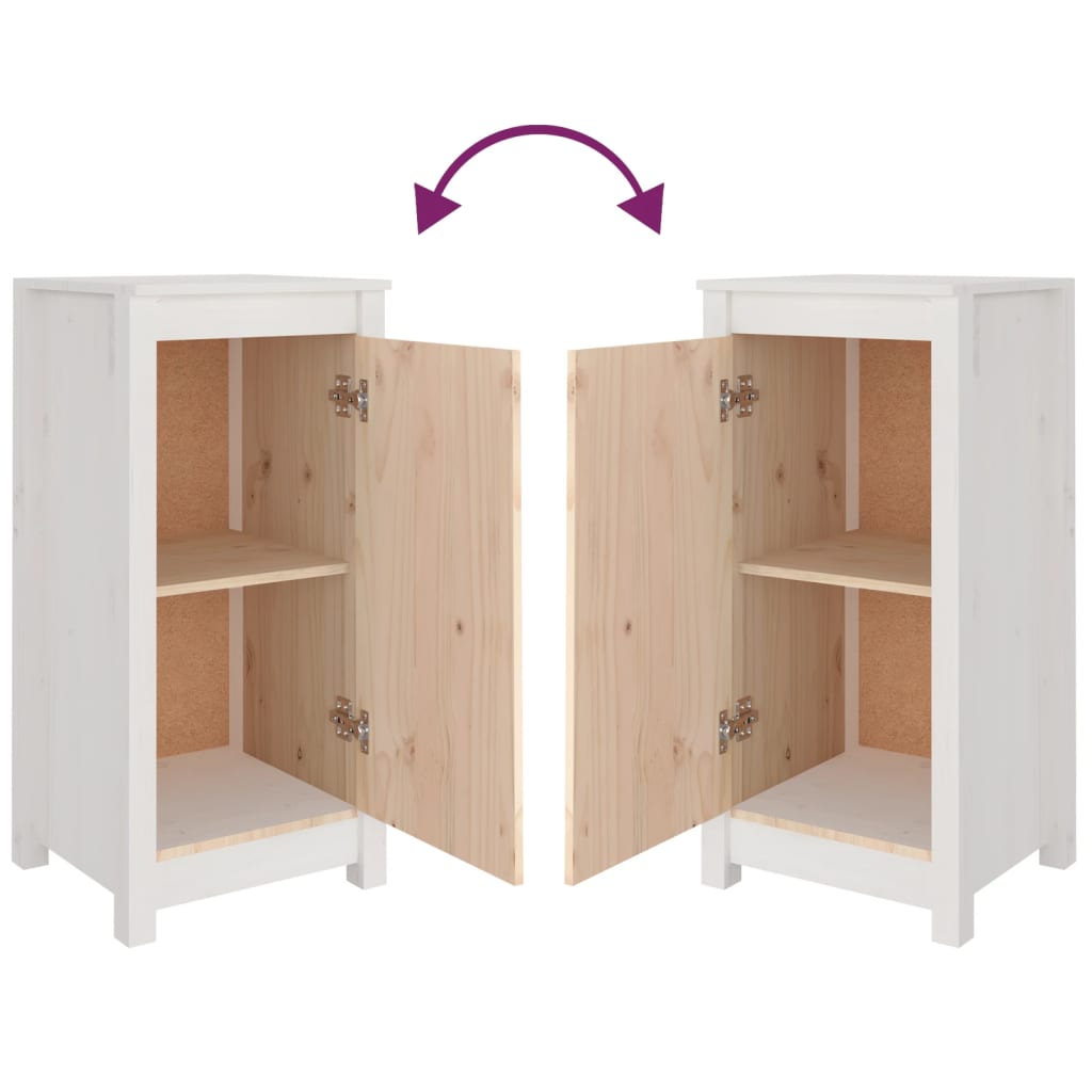 Aparador De Madera Maciza De Pino Blanco 39x35x80 Cm / Vetonek_2