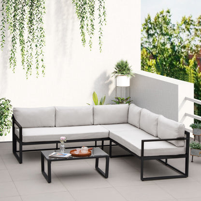 Outsunny Conjunto De Muebles De Jardín Con Mesa Sofá Doble Y Sofá De 3 Plazas_1