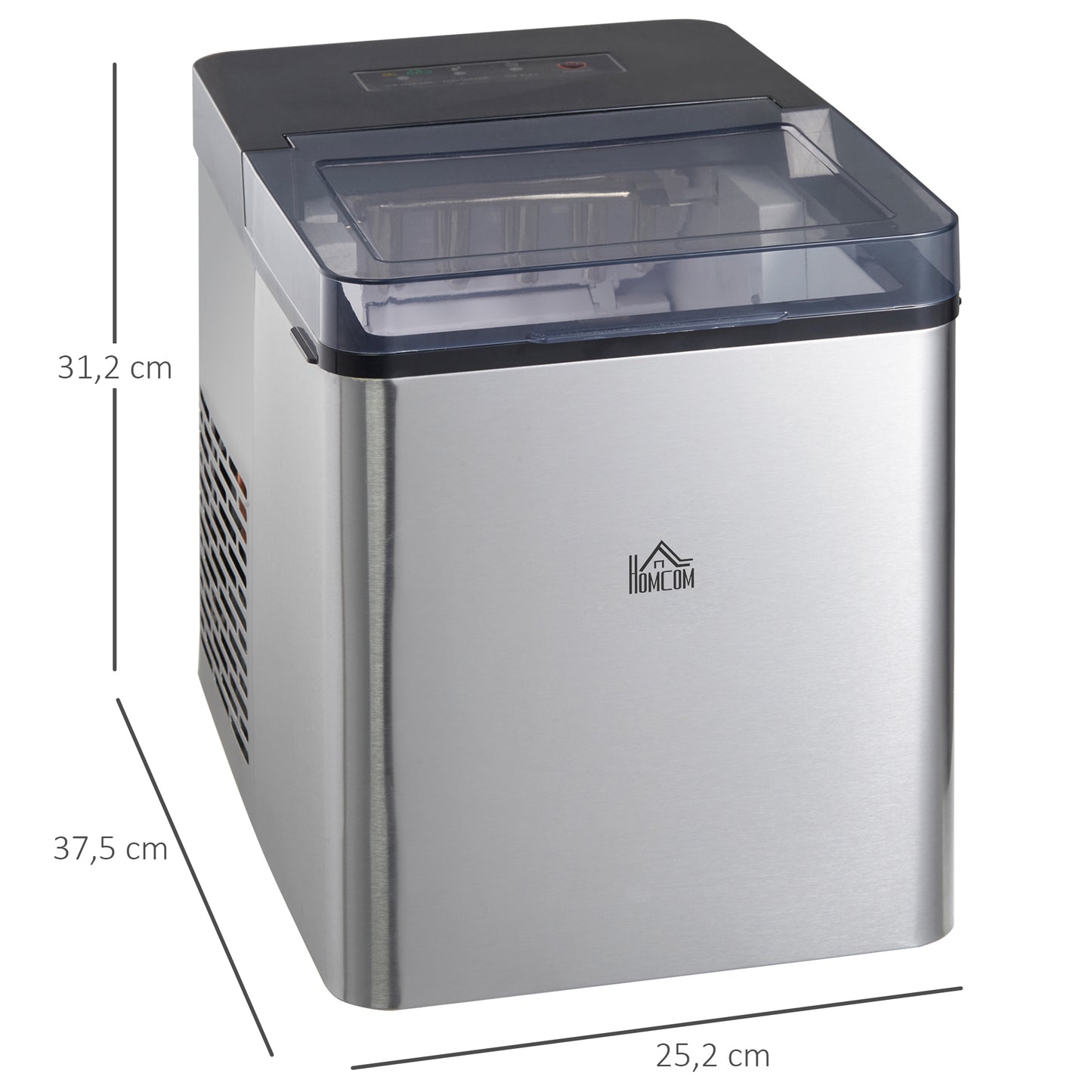 Homcom Máquina De Hielo 15 Kg/24h 9 Cubitos De Hielo En 6-12 Minutos Negro_2