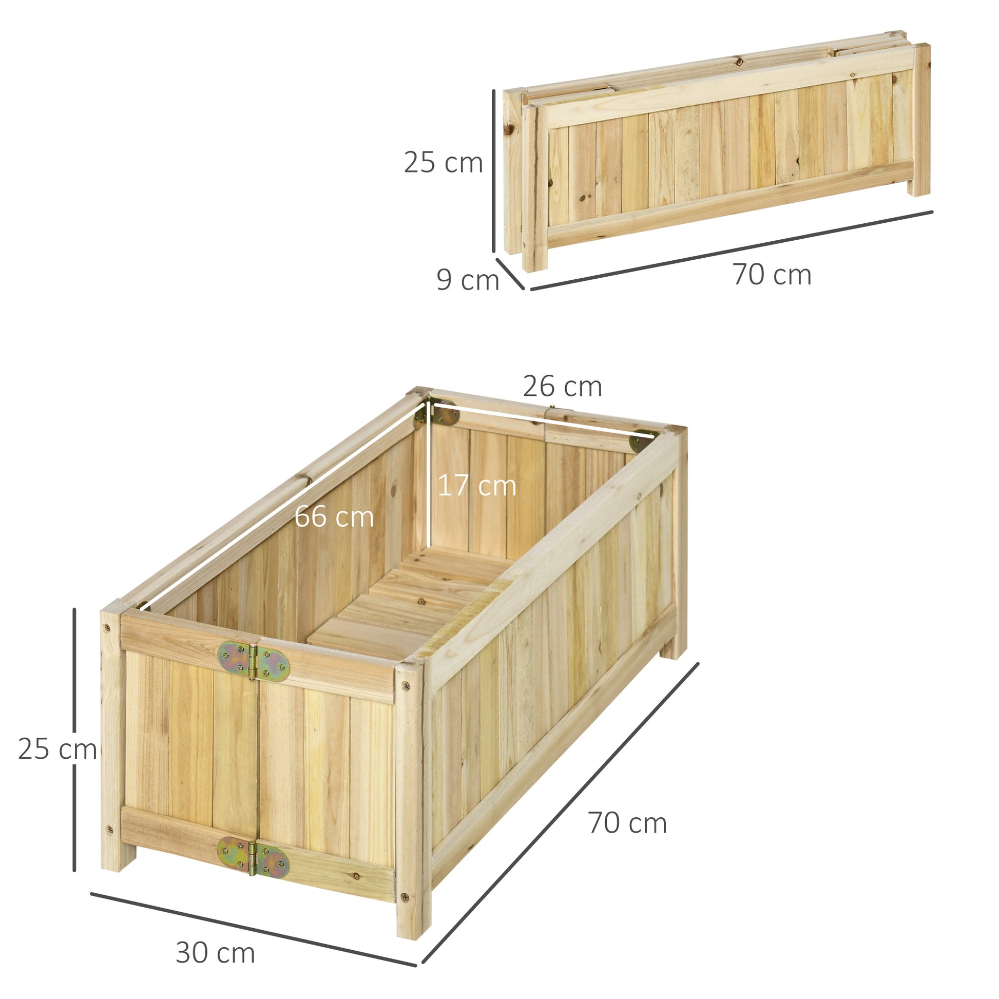 Outsunny Jardinera De Madera Plegable Con 4 Patas 70x30x25 Cm Natural_2