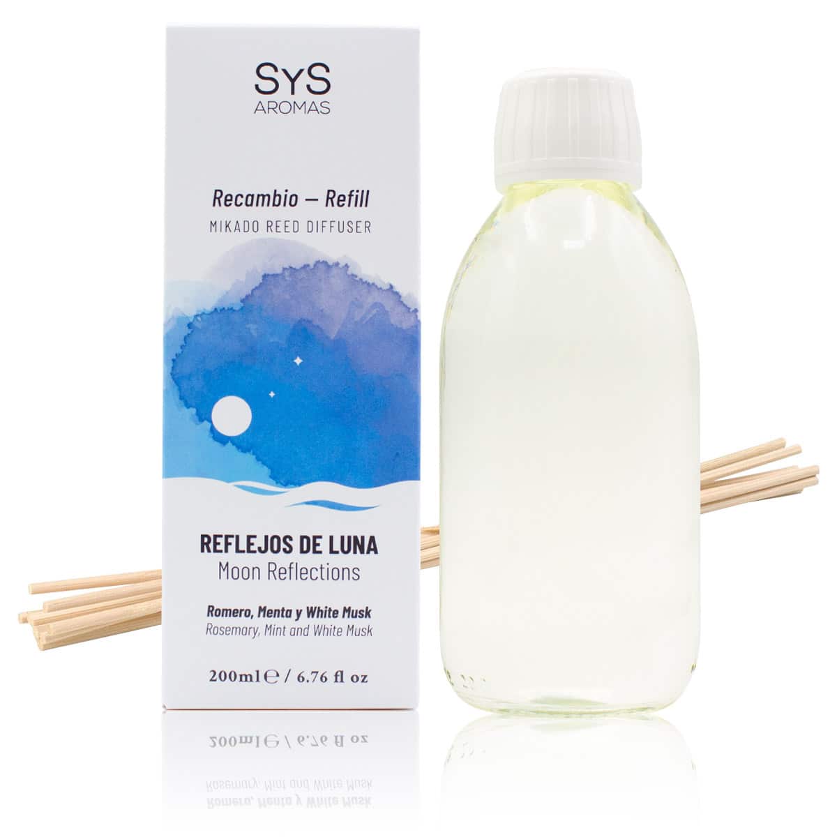 Recambio Mikado Reflejos de Luna Experience SYS Aromas 200 ml | Con Palos | Aroma Fresco y Mediterráneo_0