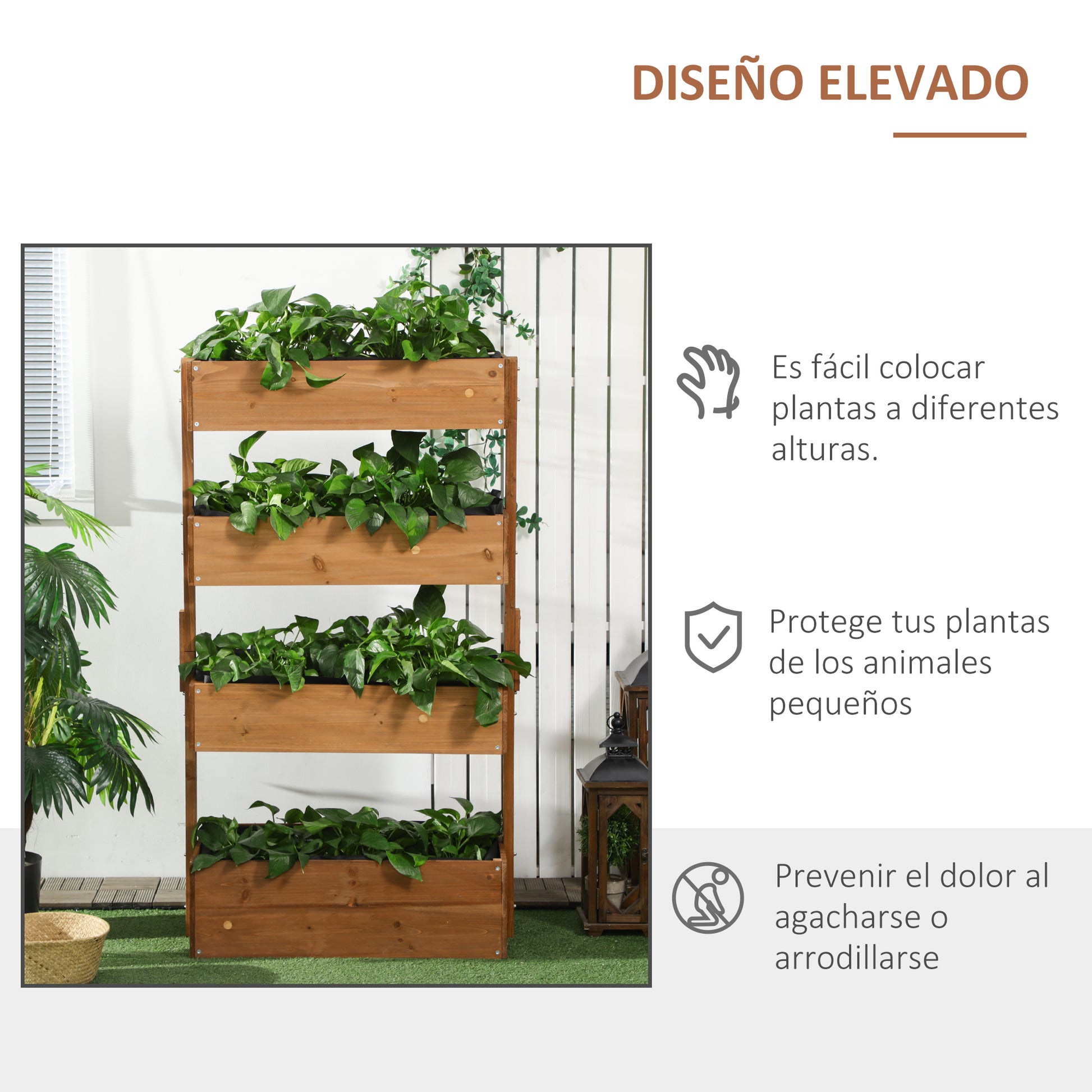 Outsunny Jardinera De Madera De 4 Niveles_4