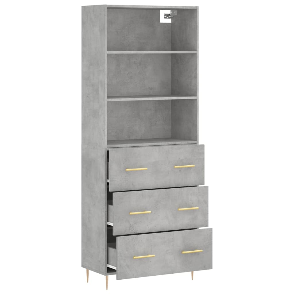 Aparador Alto Madera Contrachapada Gris Hormigón 69,5x34x180 Cm_3