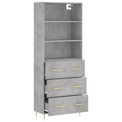 Aparador Alto Madera Contrachapada Gris Hormigón 69,5x34x180 Cm_3