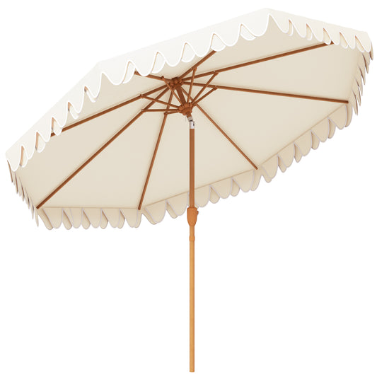 Outsunny Sombrilla De Terraza Ø264x240 Cm Ángulo Ajustable Con Manivela Crema_0