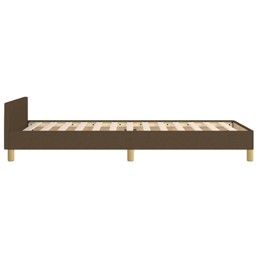 Estructura De Cama Con Cabecero De Tela Marrón Oscuro 90x200 Cm / Vetonek_0