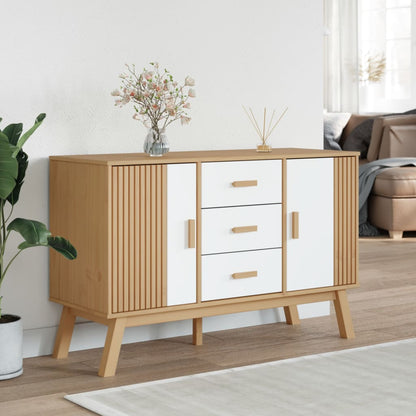 Aparador Olden Madera Maciza Pino Blanco Y Marrón 114x43x73,5cm / Vetonek_5
