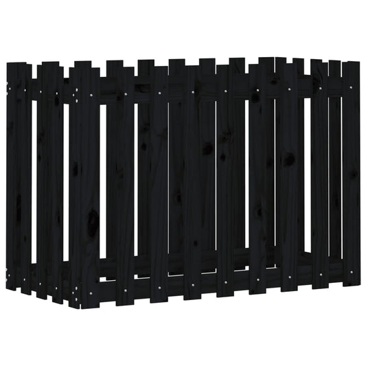 Arriate Elevado Jardín Con Valla Madera Pino Negro 100x50x70cm_0