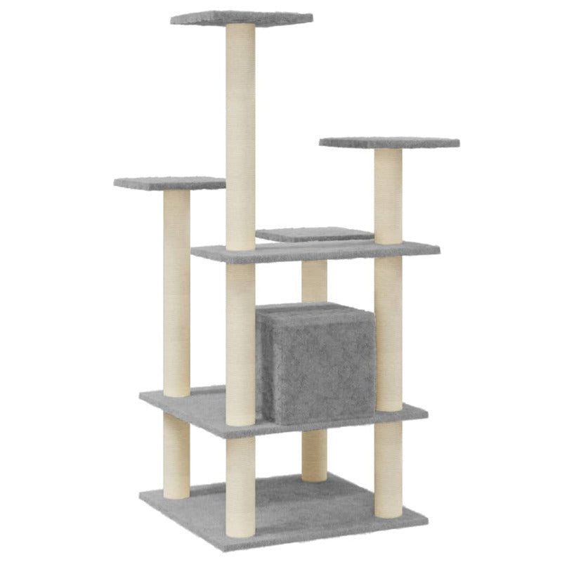 Vidaxl Rascador Para Gatos Con Postes De Sisal Gris Claro 110 Cm_5