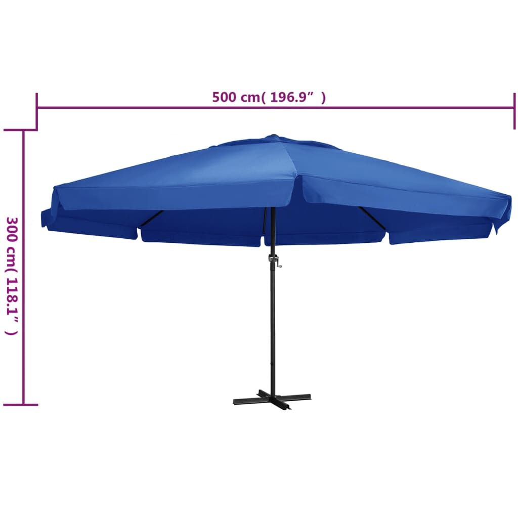 Vidaxl Sombrilla De Jardín Con Palo De Aluminio Azul Azure 500 Cm_2