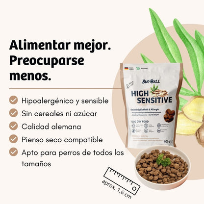 BugBell HighSensitive Pienso – hipoalergénico, sin cereales, con proteína de insecto, tapioca y aceite de lino_1