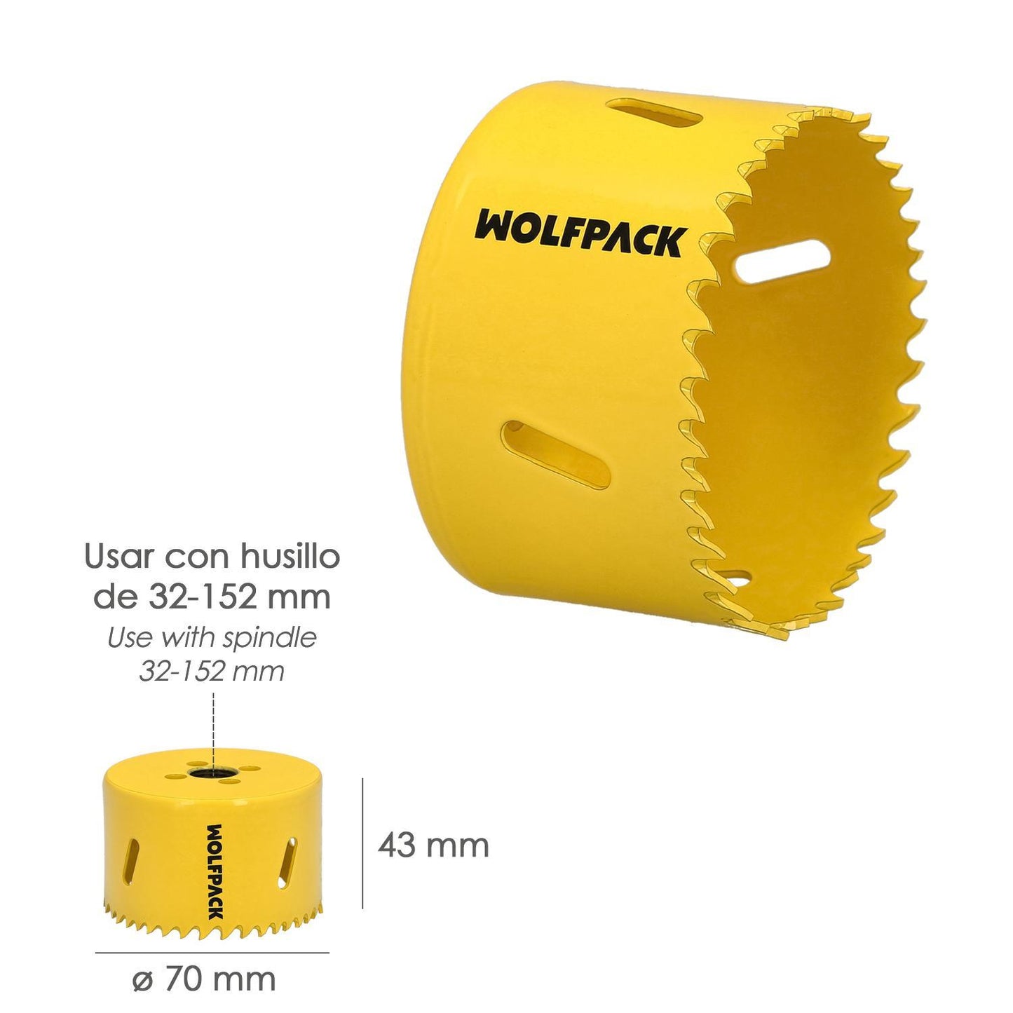 Corona Sierra Bimetal Ø 70 Mm. Templado Termico, Base Reforzada. Corona Madera, Broca Agujeros Madera, Acero, Hierro, Plasticos_1