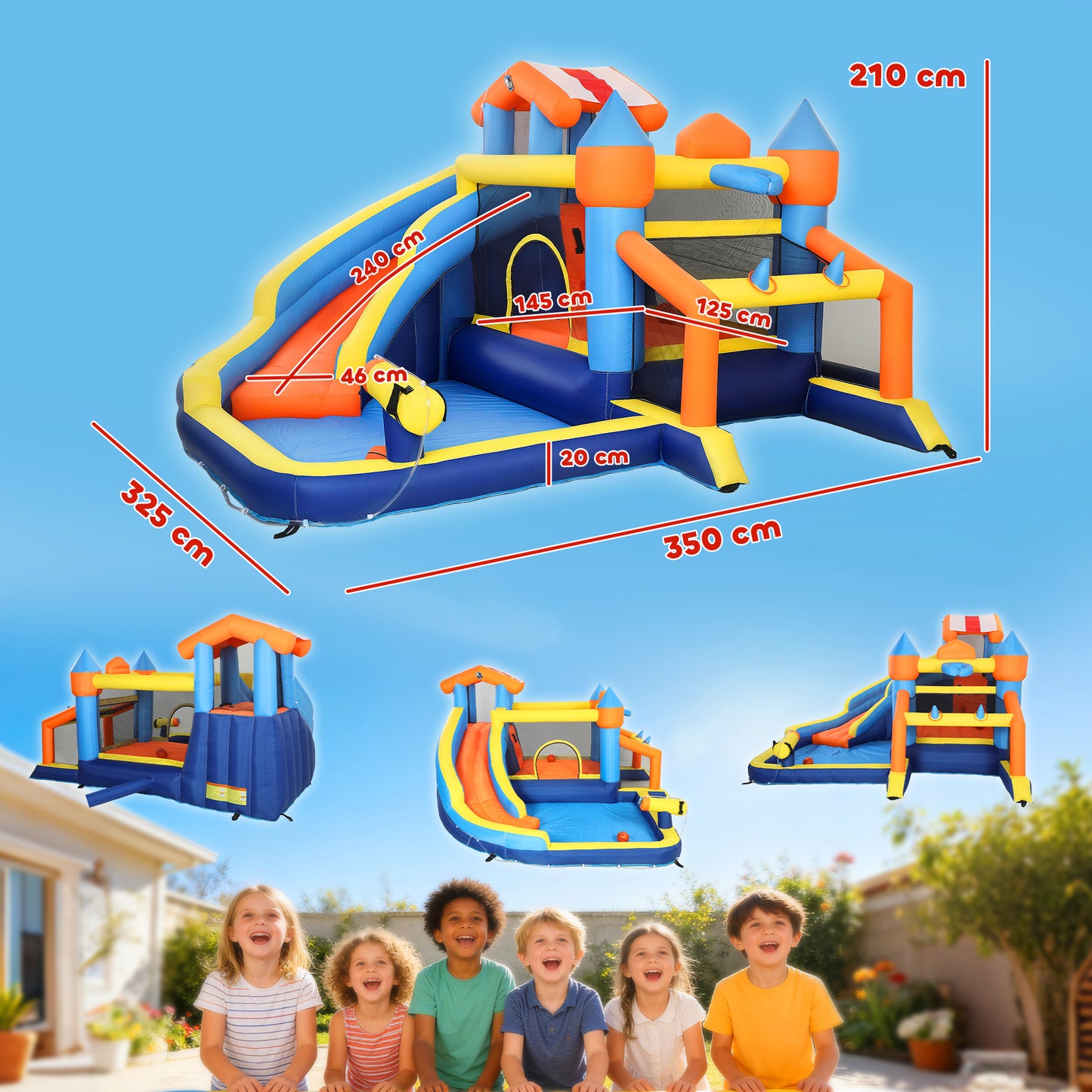 Aiyaplay Castillo Hinchable Acuático 8 En 1 Con Soplador 550w Tobogán Trampolín_2