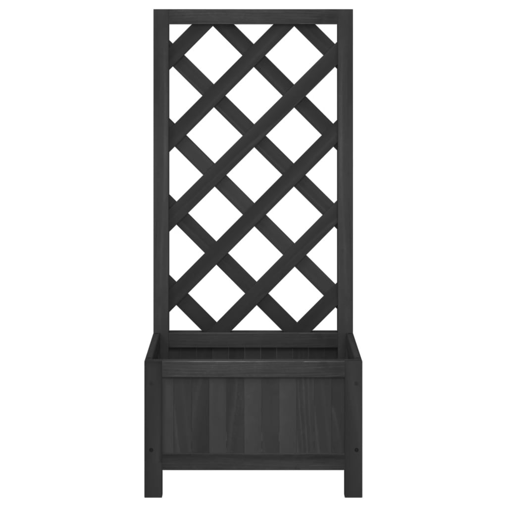 Jardinera Con Enrejado Negro 40x30x90 Cm Madera Maciza De Abeto_3