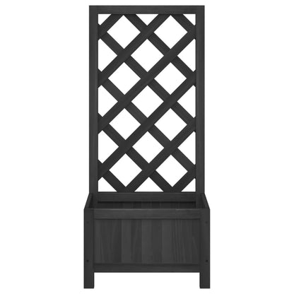 Jardinera Con Enrejado Negro 40x30x90 Cm Madera Maciza De Abeto_3
