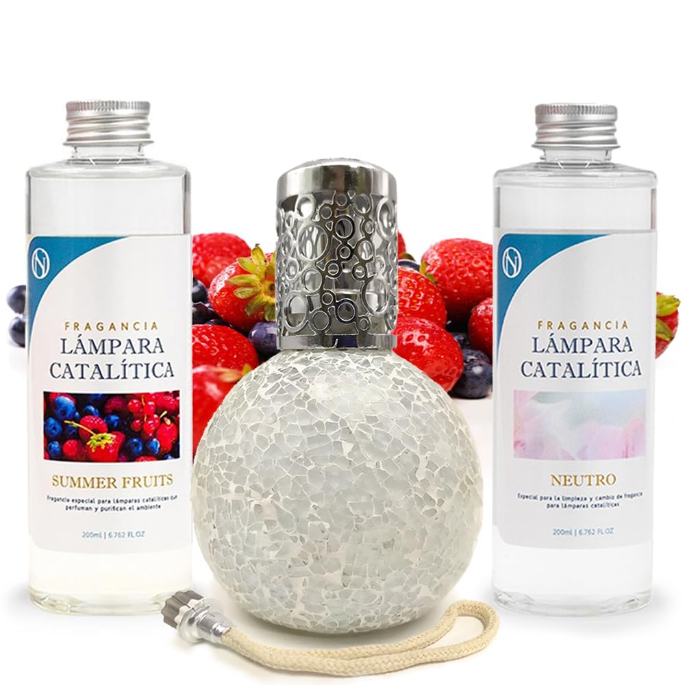 Pack Ahorro Lámpara Catalítica Mosaico Blanco + Fragancia Summer Fruits 200ml + Limpiador Neutro 200ml + Mecha Repuesto_0