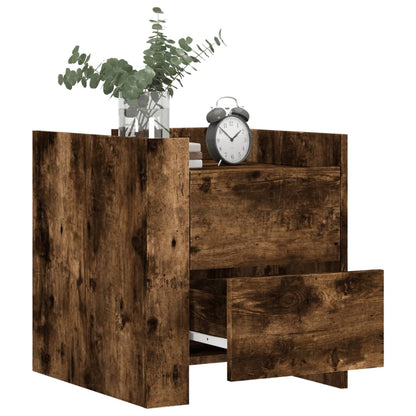 Mesita De Noche Madera De Ingeniería Roble Ahumado 45x50x50 Cm_1