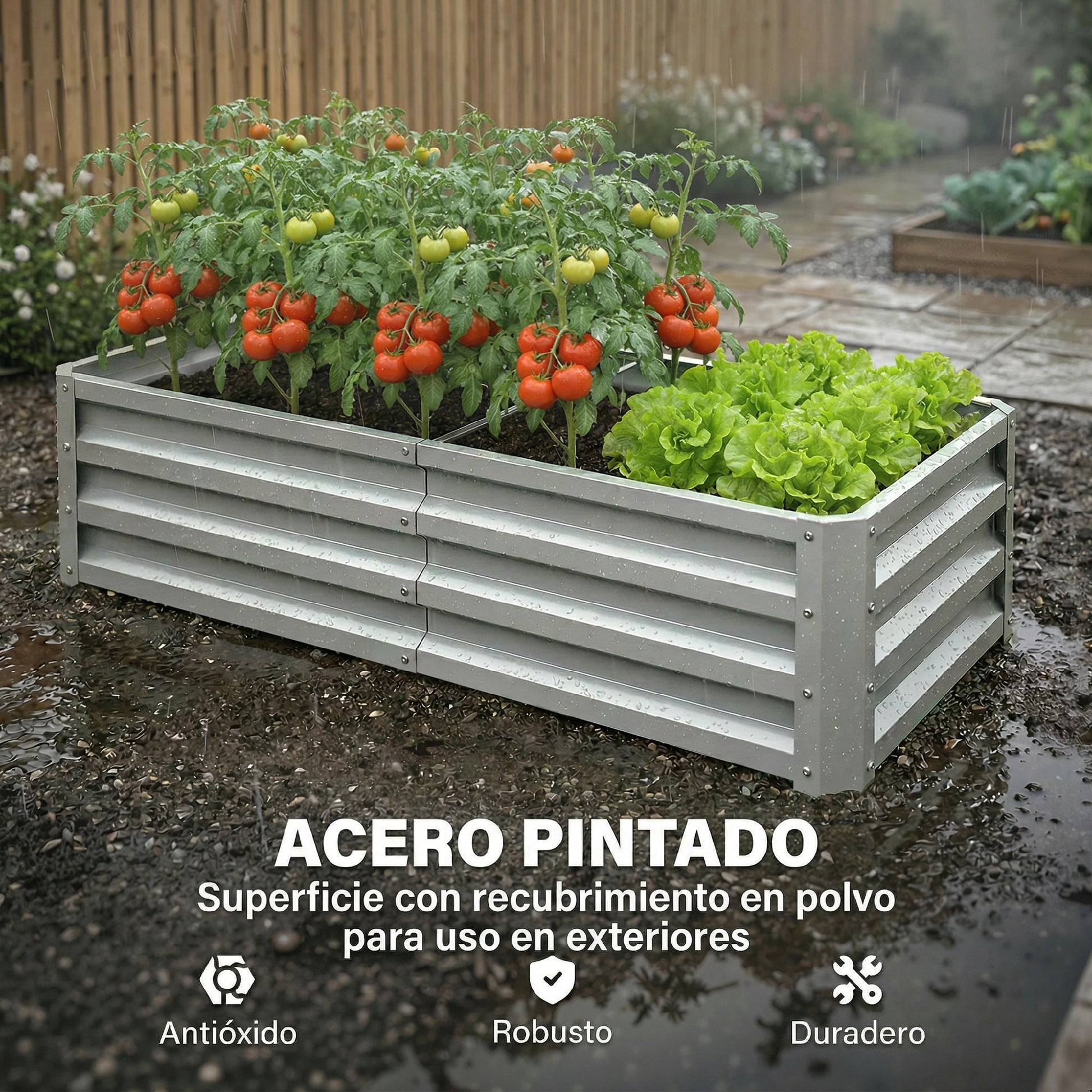 Outsunny Jardinera Exterior Grande De Acero Galvanizado_3