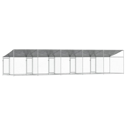 Jaula De Perros Techo Y Puertas Acero Galvanizado Gris 10x2x2 M_5