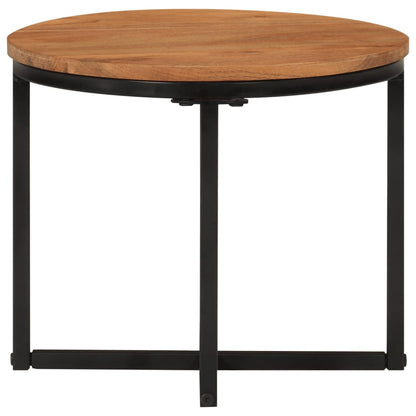 Mesa De Centro De Madera Maciza De Acacia Y Hierro 35x35x30 Cm_0