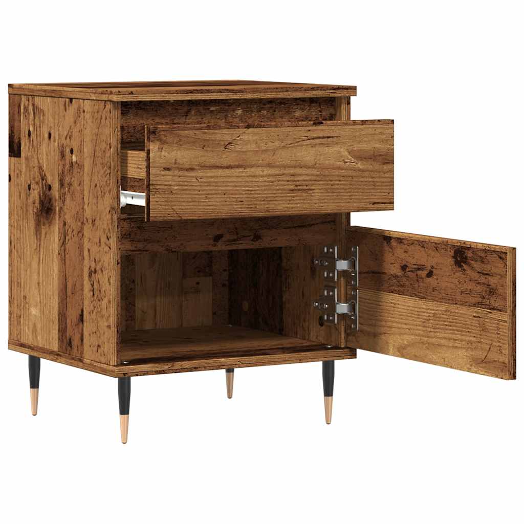 Mesita De Noche Madera Ingeniería Madera Envejecida 40x35x50 Cm_2
