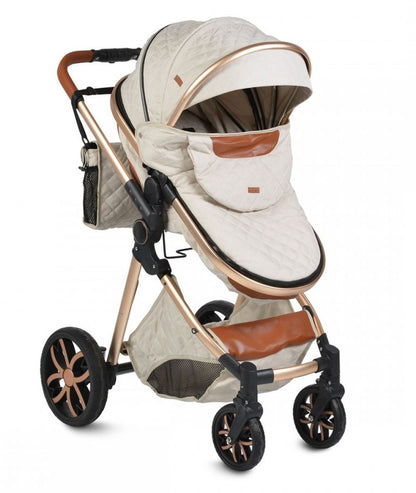 Carrito De Bebé Trío Convertible Con Detalles En Polipiel Alma Beige_3