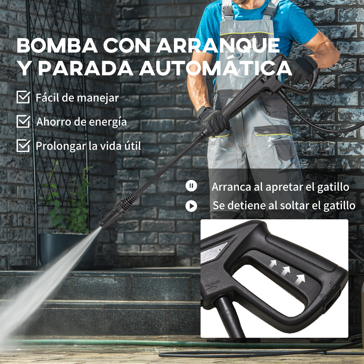 Durhand Hidrolimpiadora 1600w Caudal 432l/h Bomba De Aluminio Presión De 130 Bar_5