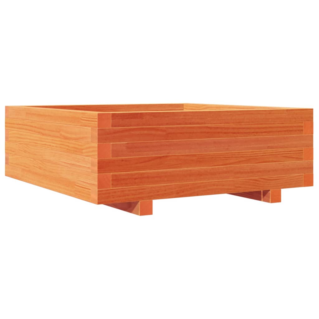 Jardinera De Madera Maciza De Pino Marrón Cera 70x70x26,5 Cm_0