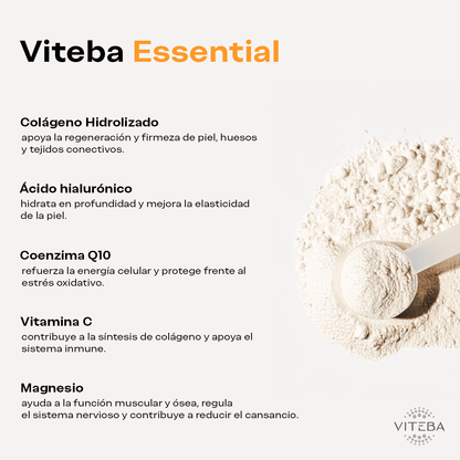Viteba Colágeno Hidrolizado Essential en polvo 330 g + Ácido Hialurónico + Coenzima Q10 + Magnesio │ SIN sabor NI olor_3